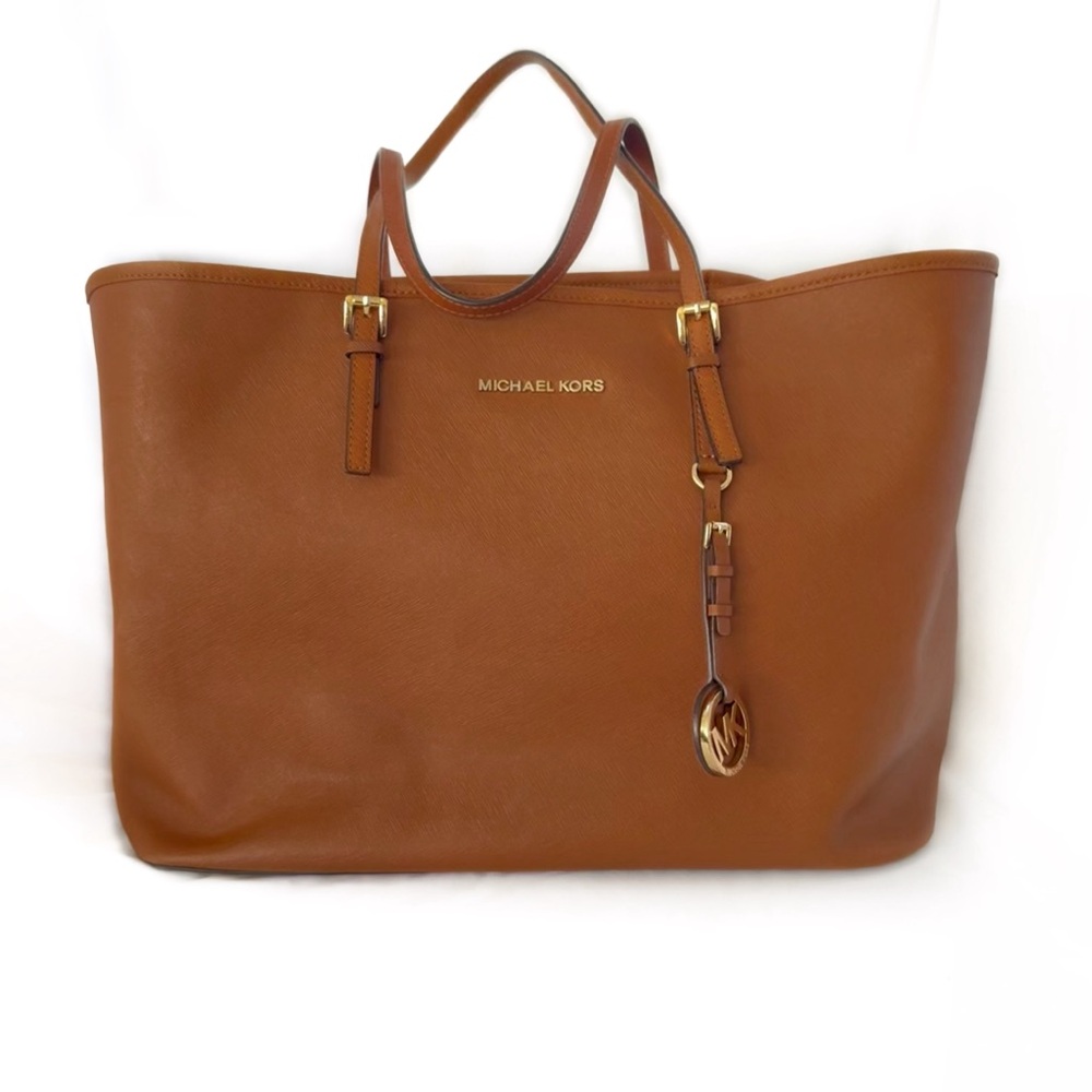 MICHAEL KORS Jet Set Saffiano Large Leather Tote - Brown